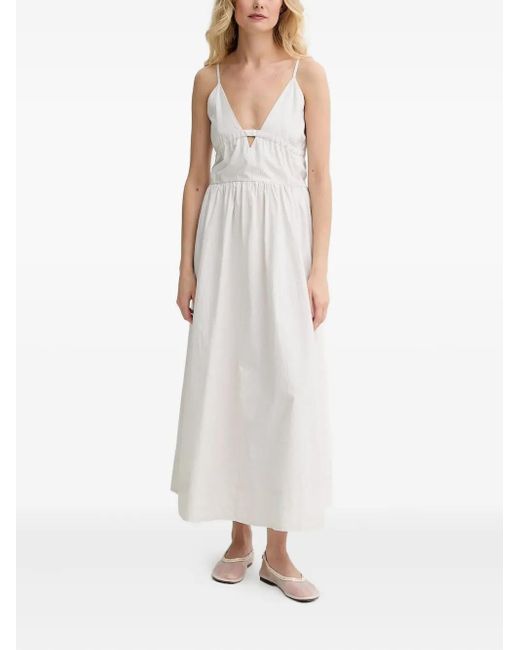 Herskind White Tie-Back Pinstripe Maxi Dress