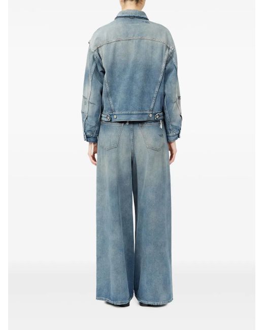 MM6 by Maison Margiela Blue Washed Denim Jacket With Distressed Detailing