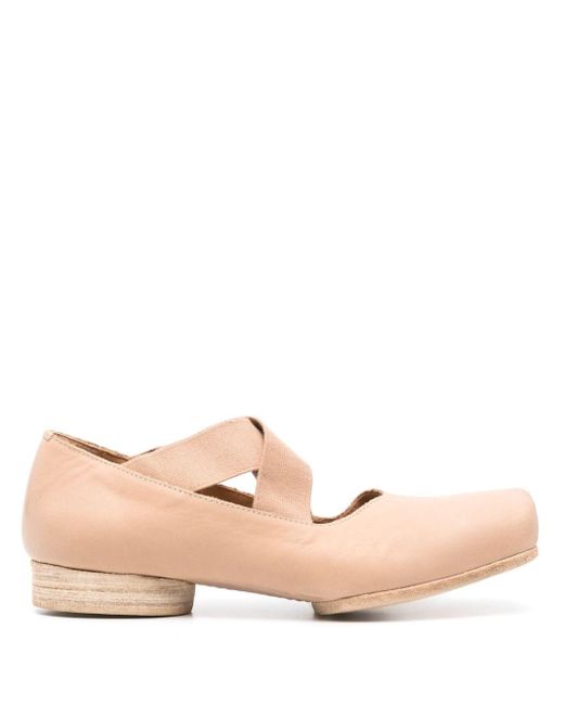 Uma Wang Pink Square-toe Leather Ballerina Shoes