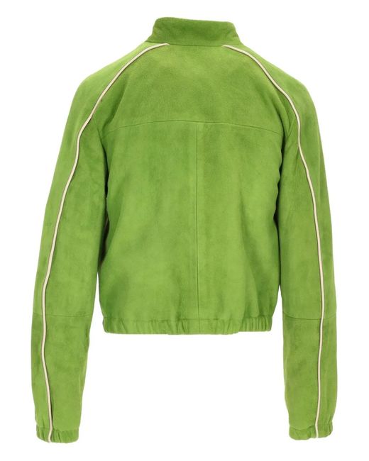 LA ROSE Green Suede Zip-Up Jacket