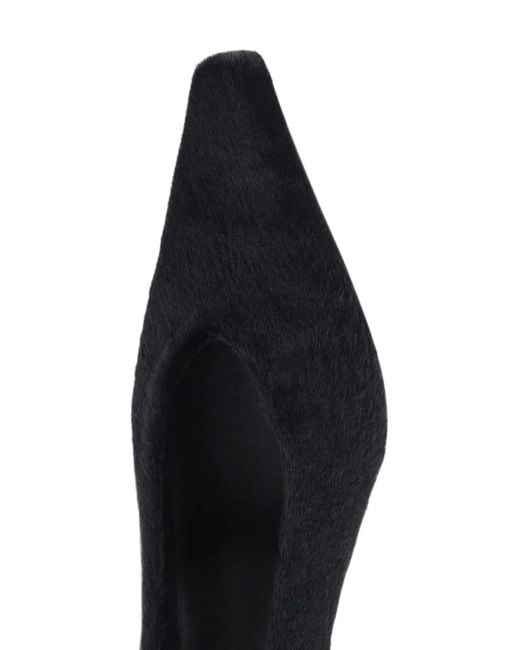 Loulou de Saison Black Helen Pony-Effect Pointed-Toe Pumps