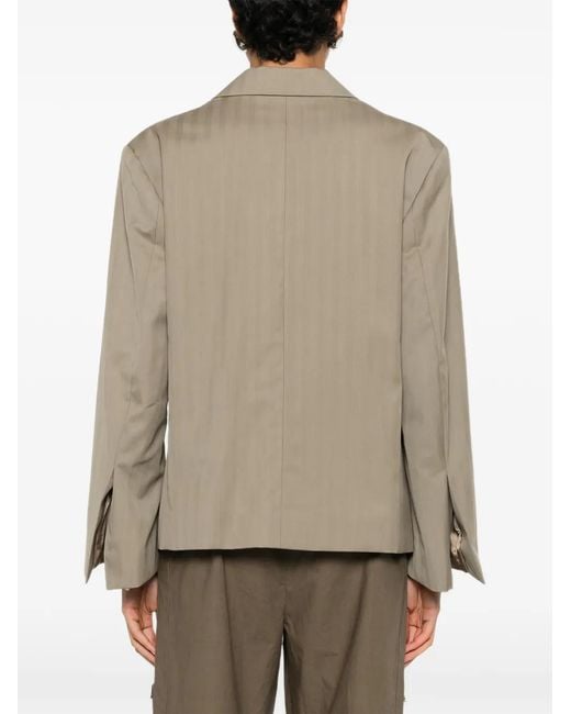 By Malene Birger Natural Kaias Herringbone Single-Breasted Coat