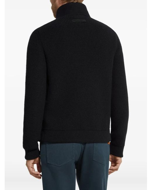 Zegna Black Oasi-Cashmere Cardigan for men