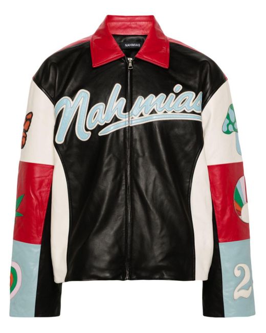NAHMIAS Red Moto Leather Jacket for men