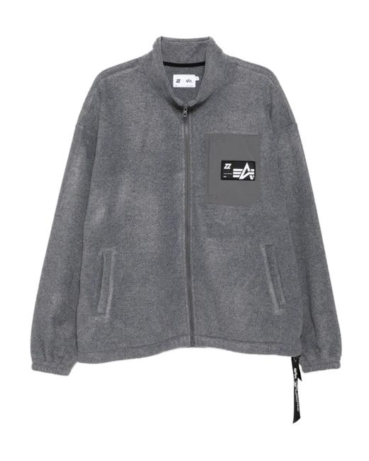 Izzue Gray Logo-Patch Jacket for men