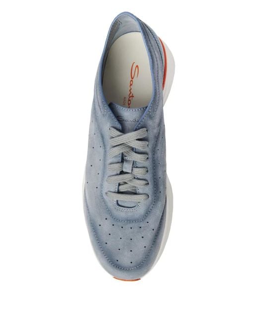Santoni Blue Bounce Perforated Sneakers for men
