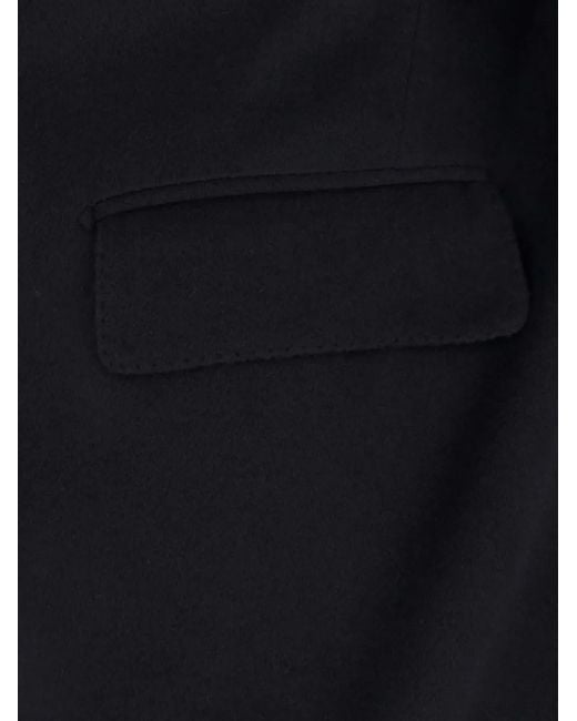Tagliatore Black Double-Breasted Patch-Pocket Coat for men