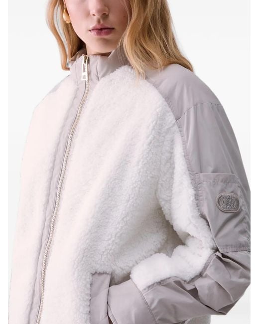 Liu Jo White Oversized Teddy Bomber Jacket