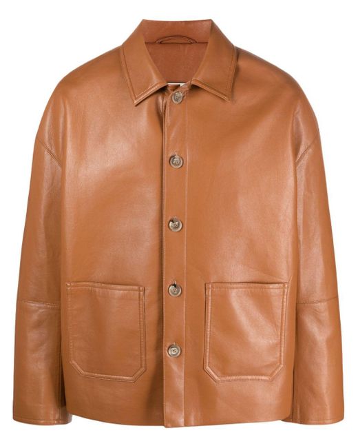 Nanushka Brown Seger Regenerated-leather Shirt Jacket