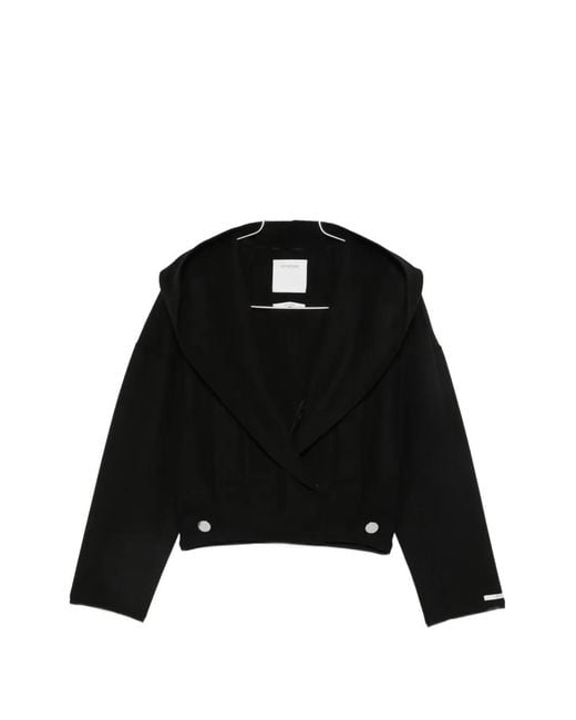 Sportmax Black Hooded Cropped Coat
