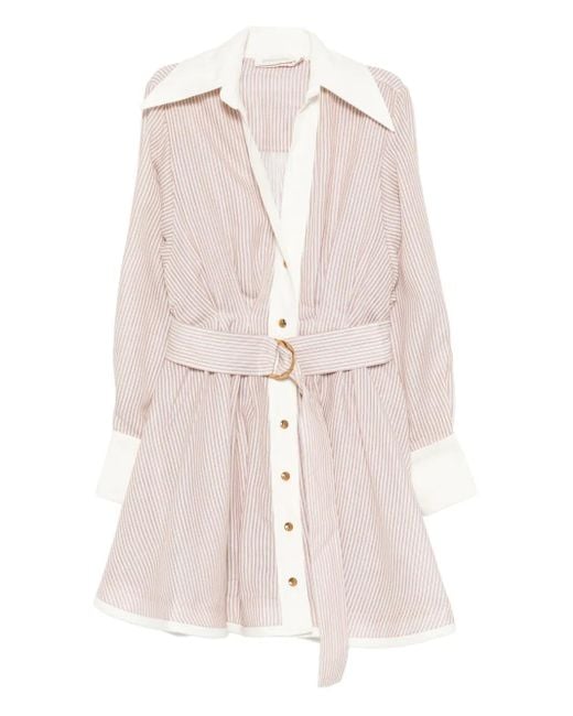 Zimmermann Hypnotic Tuck ベルテッド ミニシャツドレス Pink