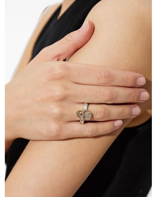 McQueen Metallic Pavé Skull Ring