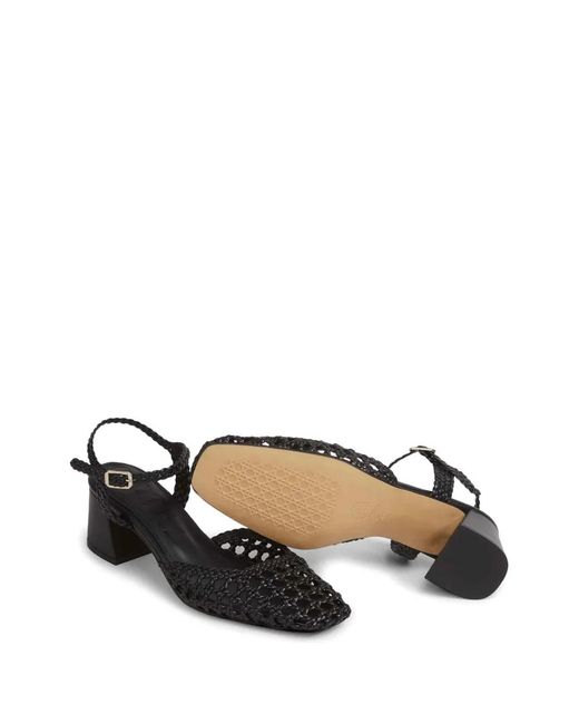 Souliers Martinez White Woven Leather Pumps