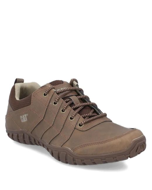 Caterpillar Brown Lace-Up Mesh Low-Top Sneakers for men