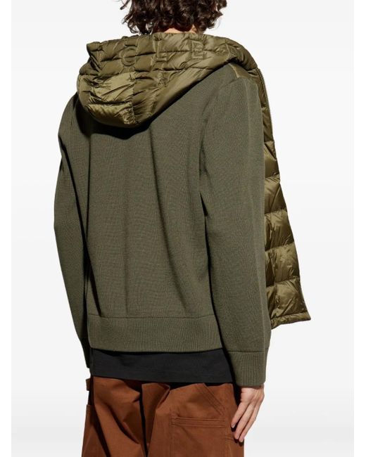 Moncler Green Padded Hooded Cardigan for men
