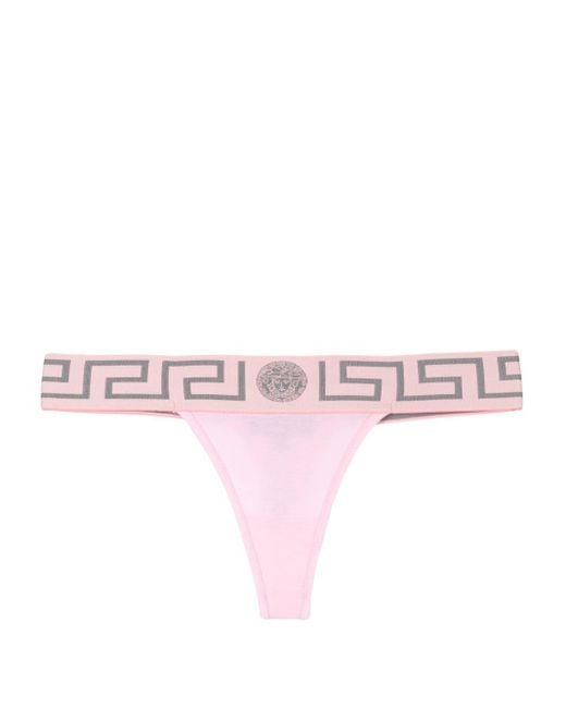 Versace Pink Gerca Print Thong
