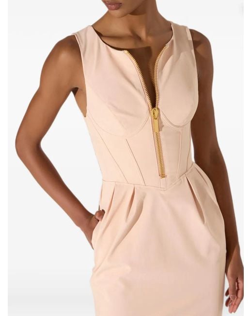 Elisabetta Franchi White Robe En Tissu Technique Avec Zip