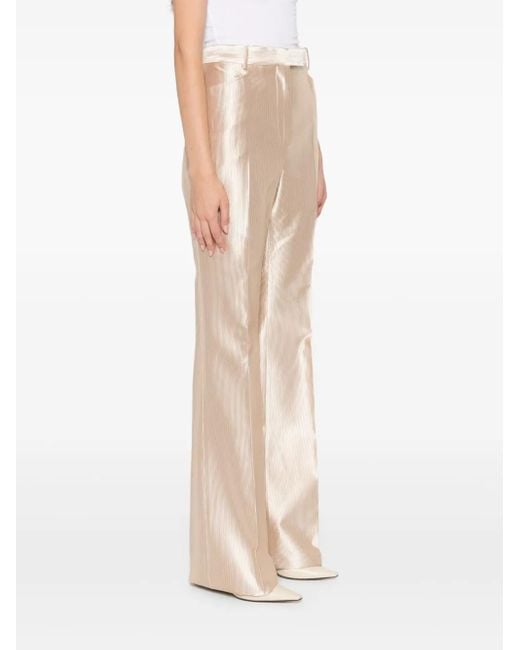 Tom Ford Natural Ribbed Straight-Leg Satin Trousers