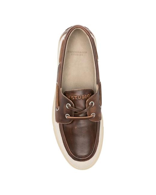 COPENHAGEN Natural Lace-Up Leather Loafers for men