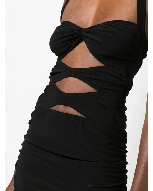 Norma Kamali Black Cut-Out Detail Halterneck Dress