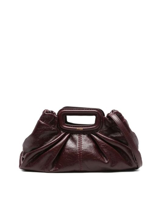 Maje Brown Crackled Leather Milpli Mini Clutch