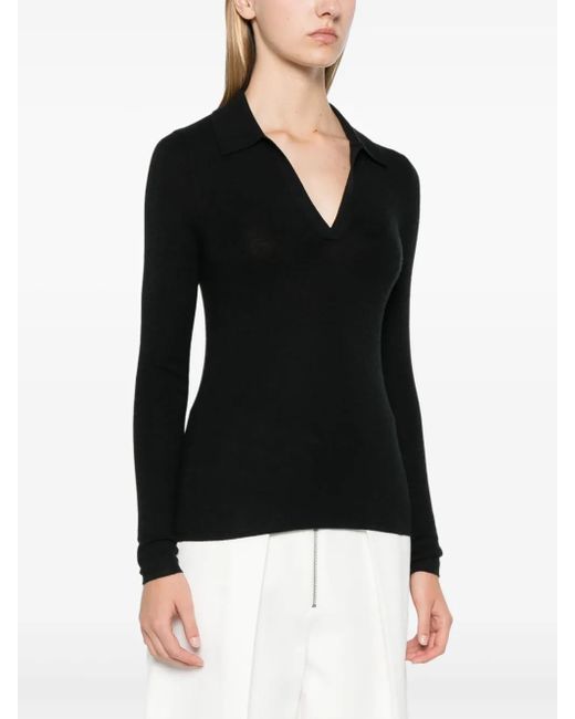 Eric Bompard Black Knitted Polo Top
