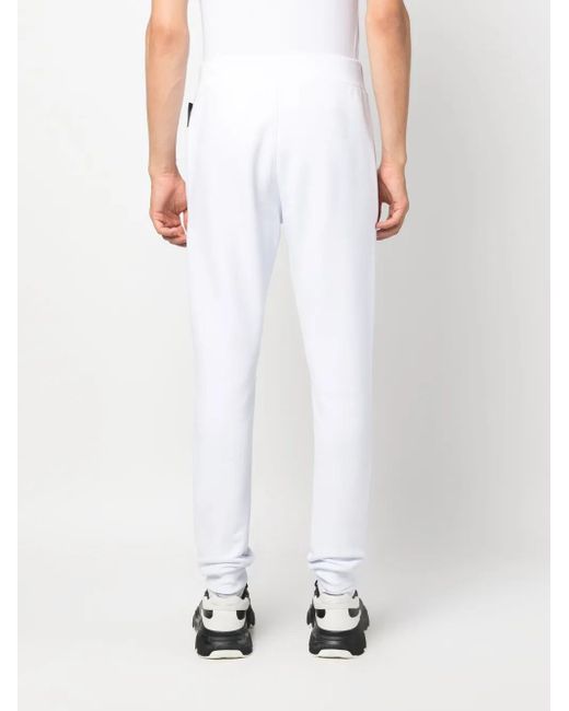 Philipp Plein White Logo-Plaque Cotton Track Pants for men