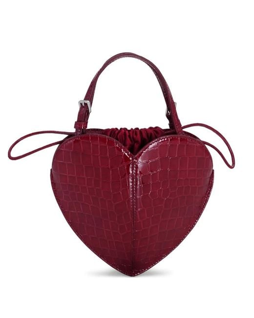ROTATE BIRGER CHRISTENSEN Red Croc-Effect Heart-Shaped Clutch Bag