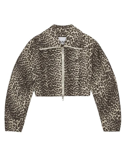 Ganni Black Leopard-Print Jacket