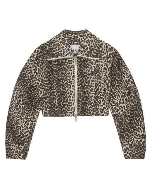 Ganni Black Leopard-Print Jacket