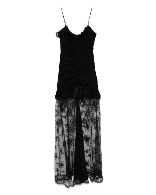Alessandra Rich レース シャーリング ドレス Black
