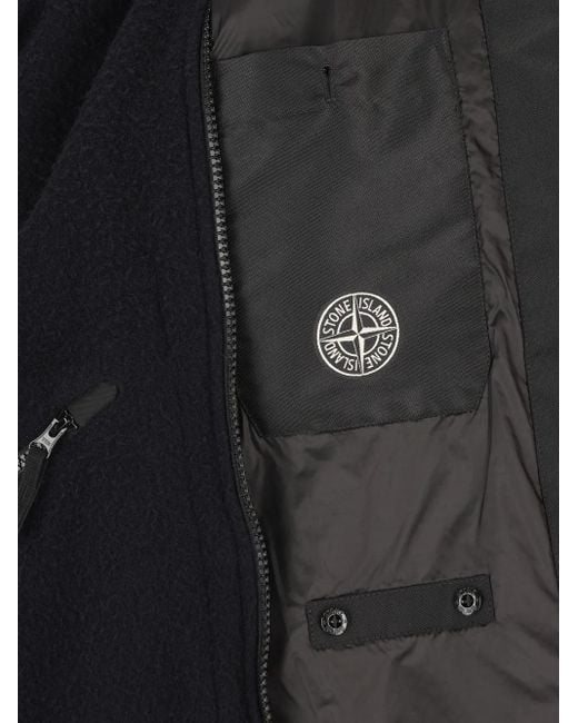 Stone Island Black Hooded Zip-Up Jacket for men
