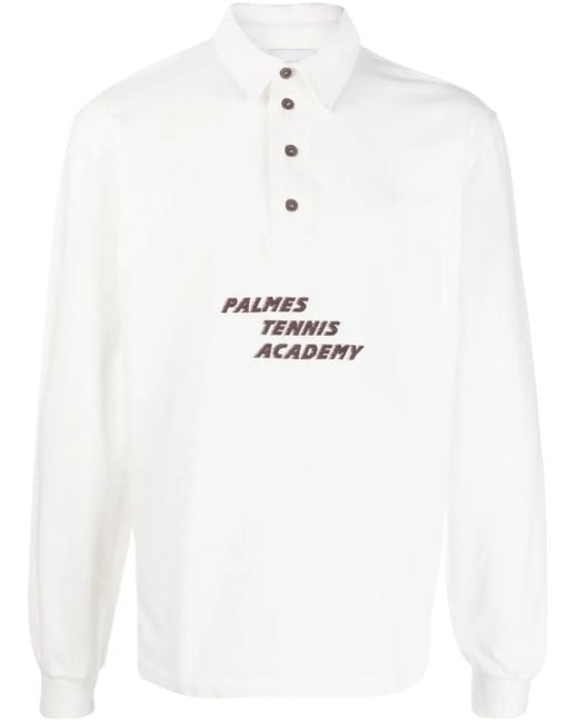 Palmes White Logo-Print Button-Up Sweatshirt for men