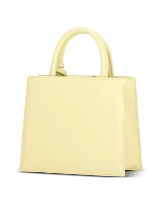 Mc2 Saint Barth Yellow Mini Shop Bag Leather Tote Bag