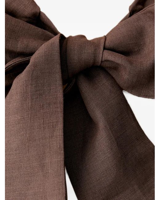 ViCOLO Brown Bow-Detail Shirred Top