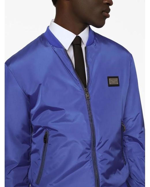 Dolce & Gabbana Blue Logo-Tag Track Jacket for men