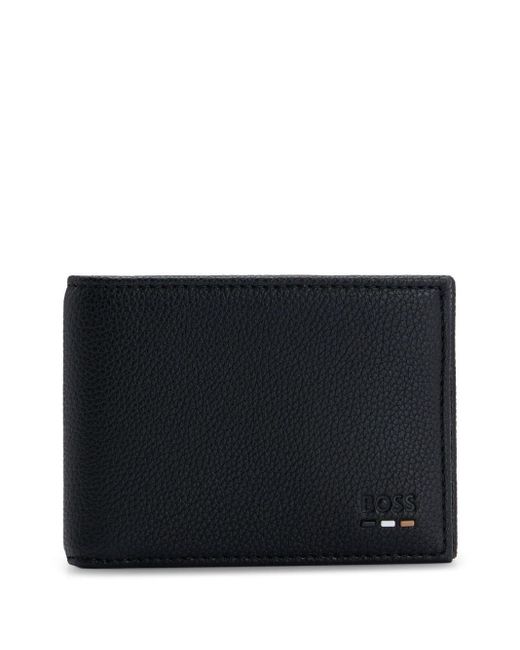 Boss Black Logo-deed Bi-fold Wallet for men
