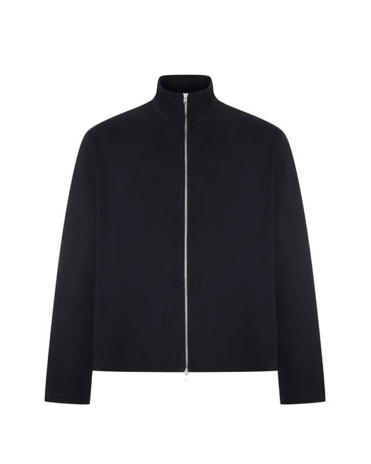 Our Legacy Blue Shrunken Zip-Up Funnel-Neck Sweater for men