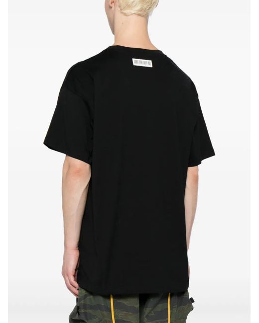 Mostly Heard Rarely Seen Black Logo-Print Cotton T-Shirt for men