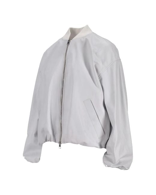 LA ROSE Gray Nappa Leather Bomber Jacket