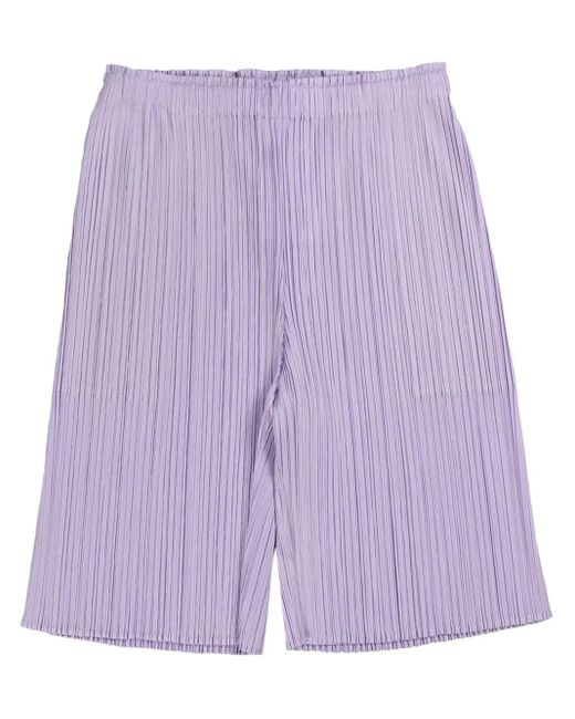 Pleats Please Issey Miyake Fully-pleated Shorts Purple