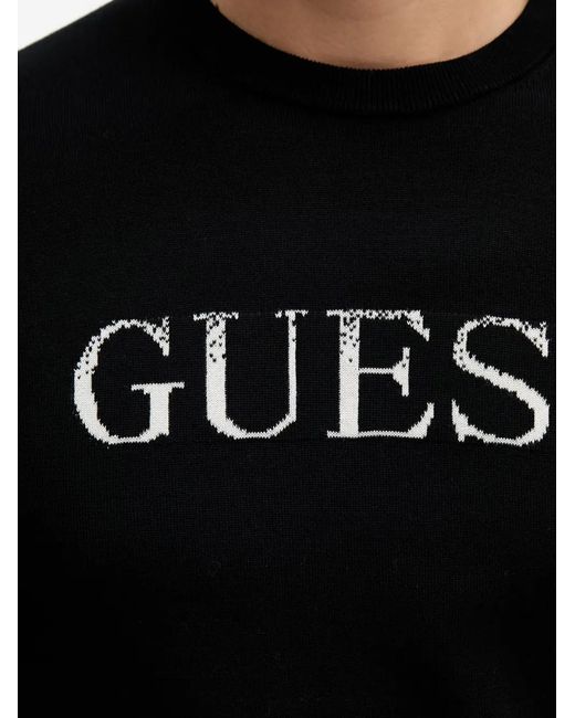 Guess Black Crew Neck Sweater for men