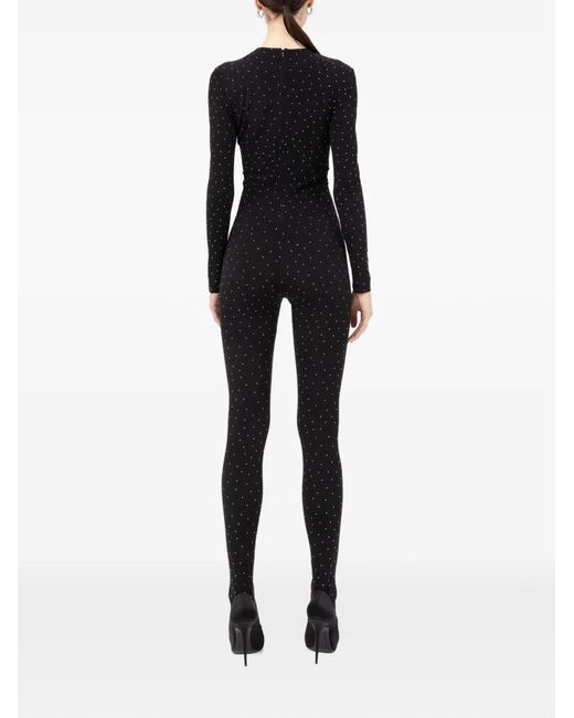 Nissa Black Rhinestone-Embellished Jumpsuit