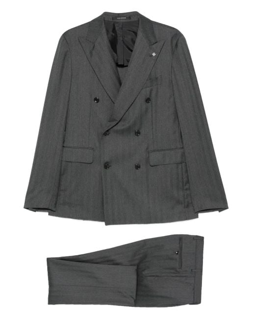 Tagliatore Gray Double-Breasted Suit for men