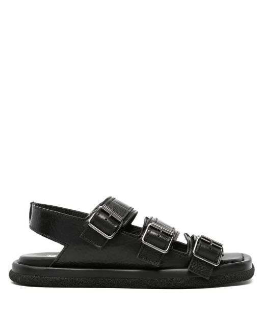 Moma Black Lux Buckled Leather Sandals