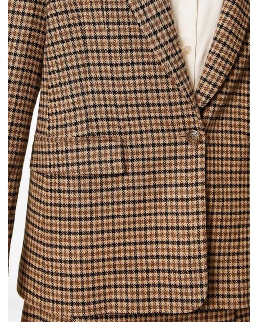 Twinset Brown Checked-Print Single-Breasted Blazer