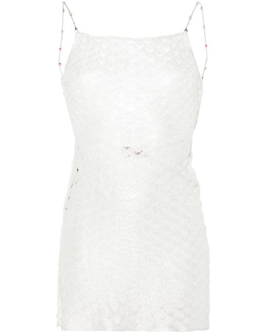 Missoni White Lamé Crochet Mini Dress