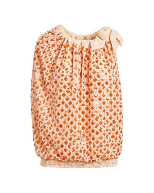 Essentiel Antwerp White "Jocelyn" Sequin Smocked Top