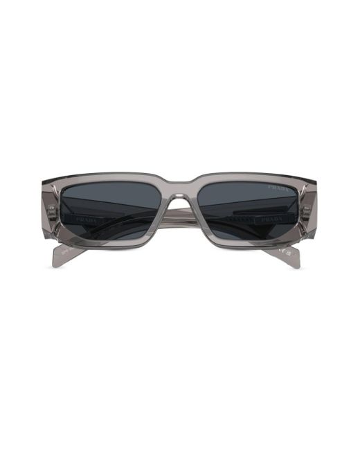 Prada Gray Triangle-logo Rectangle-frame Sunglasses for men