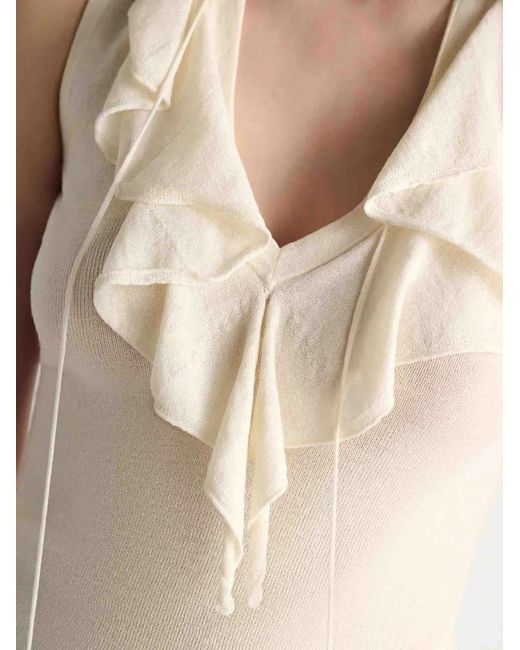 Dorothee Schumacher White Refined Essentials Ruffled Tassel-Detail Top